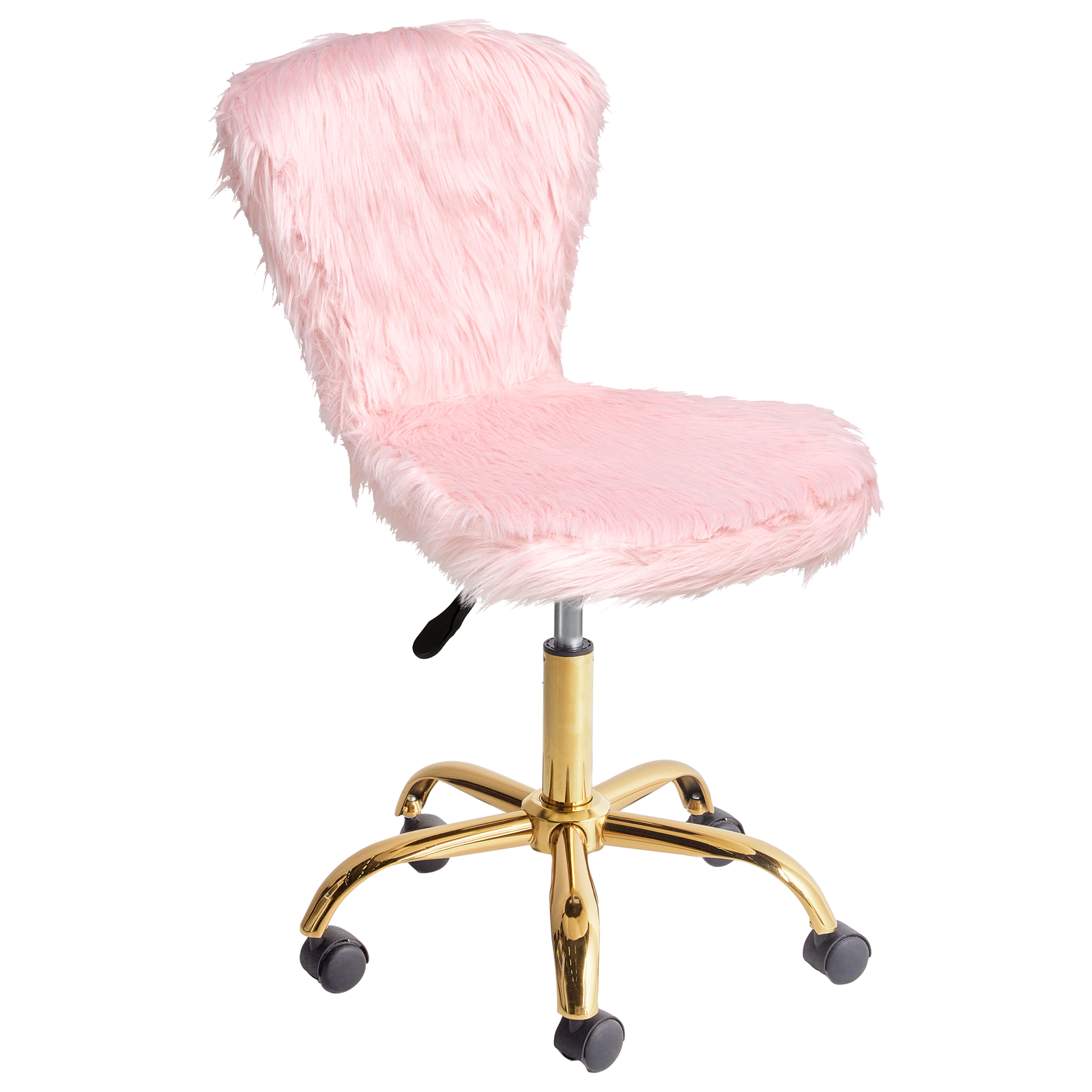 Beliani Krzesło obrotowe MARGATE Sztuczne futro Pastelowy róż