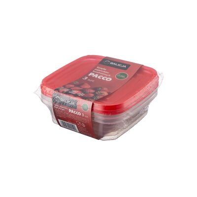 Komplet pojemników kwadratowy PACCO 0,66 l 3 szt.