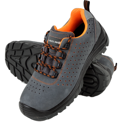 Półbuty zamszowe z otworami szaro-pomarańczowe S1P SRC 41 CE LAHTI PRO