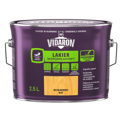 Lakier Bezpodkładowy mat bezbarwny 2,5 l VIDARON
