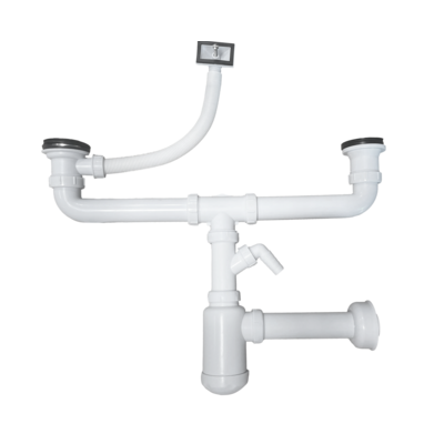 Syfon zlewozmywakowy 2-komorowy butelkowy przelew wertykalny flexi