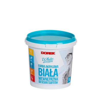 Farba akrylowa wewnętrzna biała 1 l Dorex
