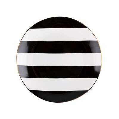 Talerz deserowy Stripes Black 20 cm czarno-biały