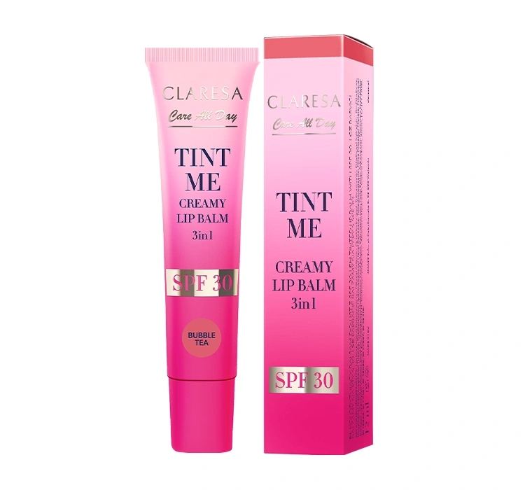 Claresa Care All Day Tint Me koloryzujący balsam do ust 3w1 z filtrem SPF30 Bubble Tea 12 ml