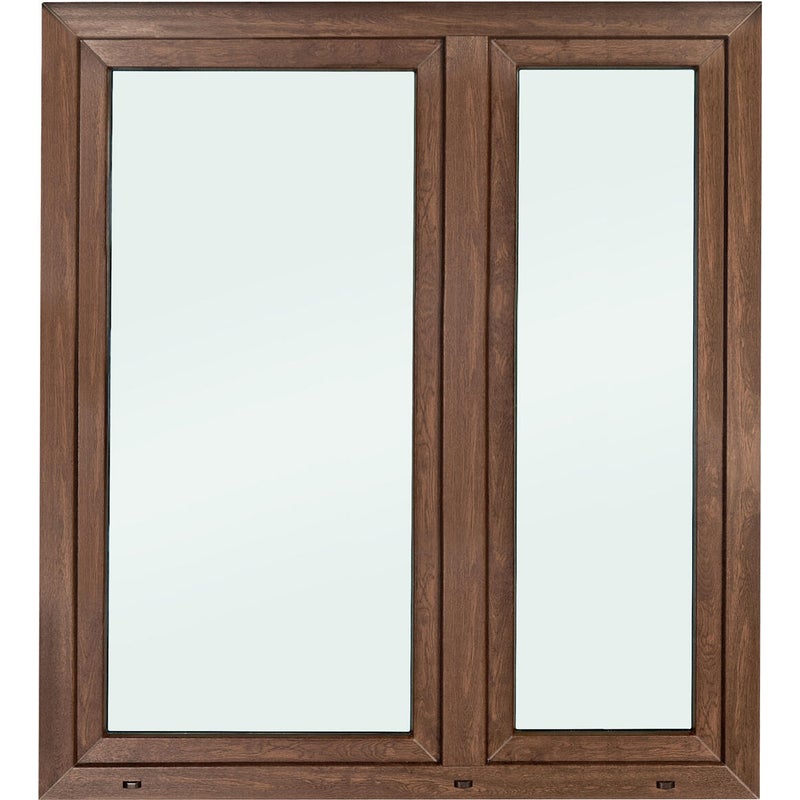 Okno PCV 2-szybowe fasadowe O35 Orzech 1465x1435 mm otwierane do wewnątrz lewe