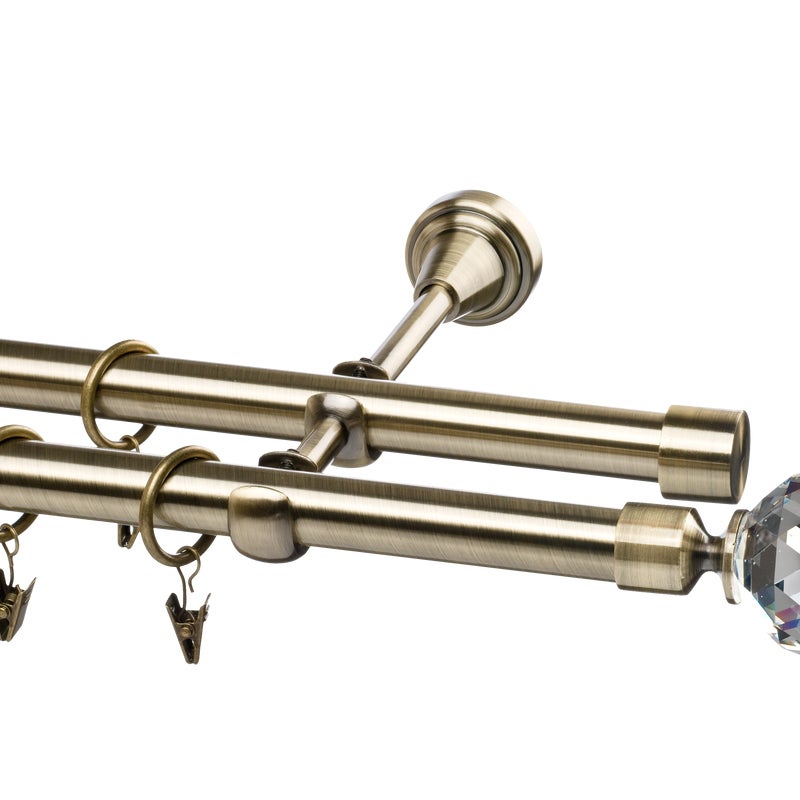 Karnisz Crystal Kula 240 cm podwójny mosiądz 16 mm