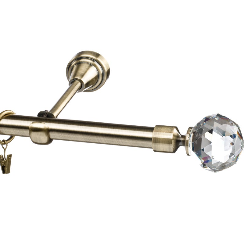 Karnisz Prado Crystal 160 cm pojedynczy mosiądz 19 mm