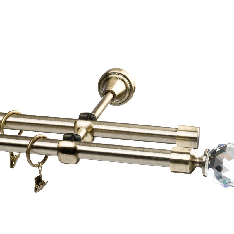 Karnisz Prado Crystal 240 cm podwójny mosiądz 19 mm