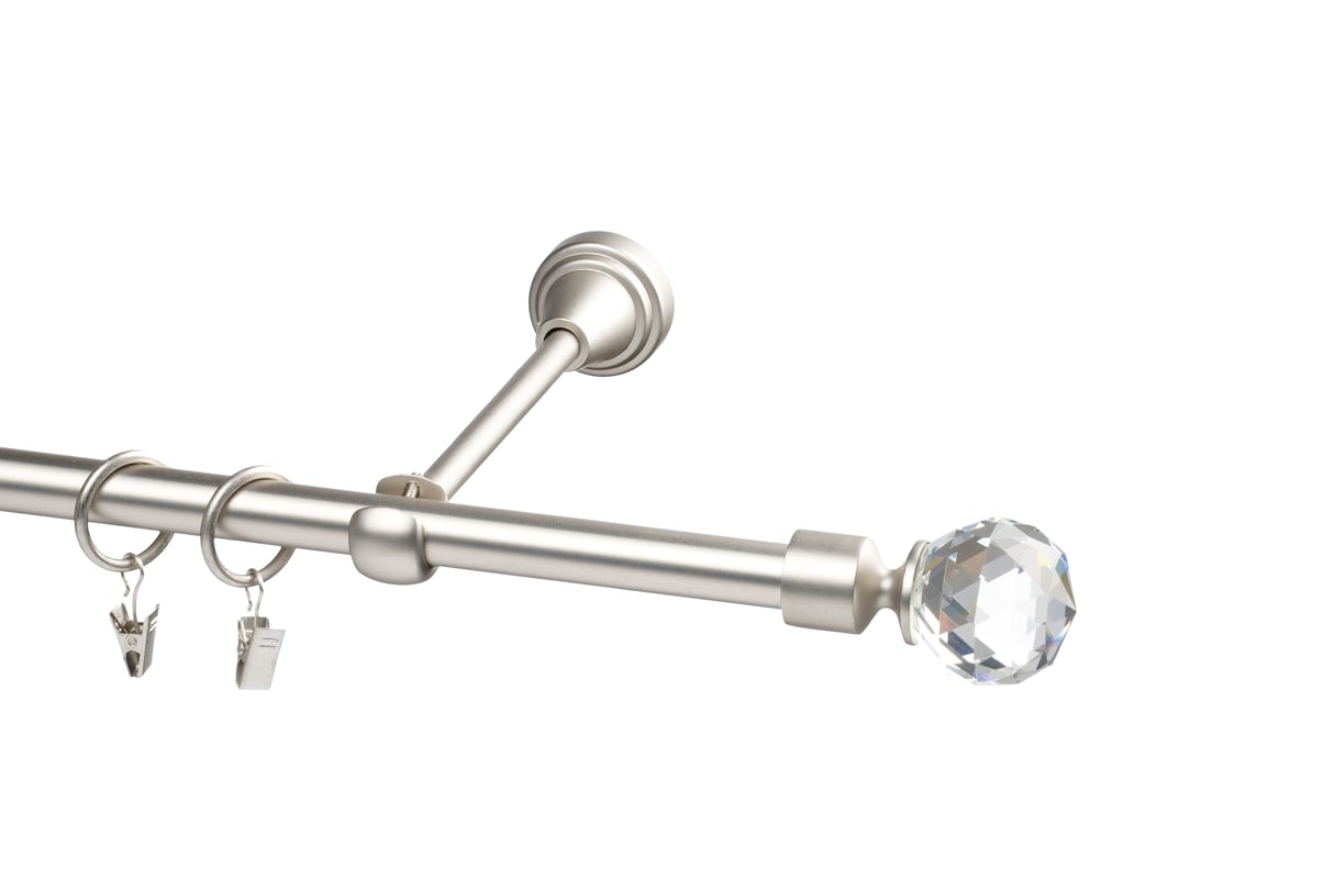 Karnisz Prado Crystal 160 cm pojedynczy srebrny 19 mm