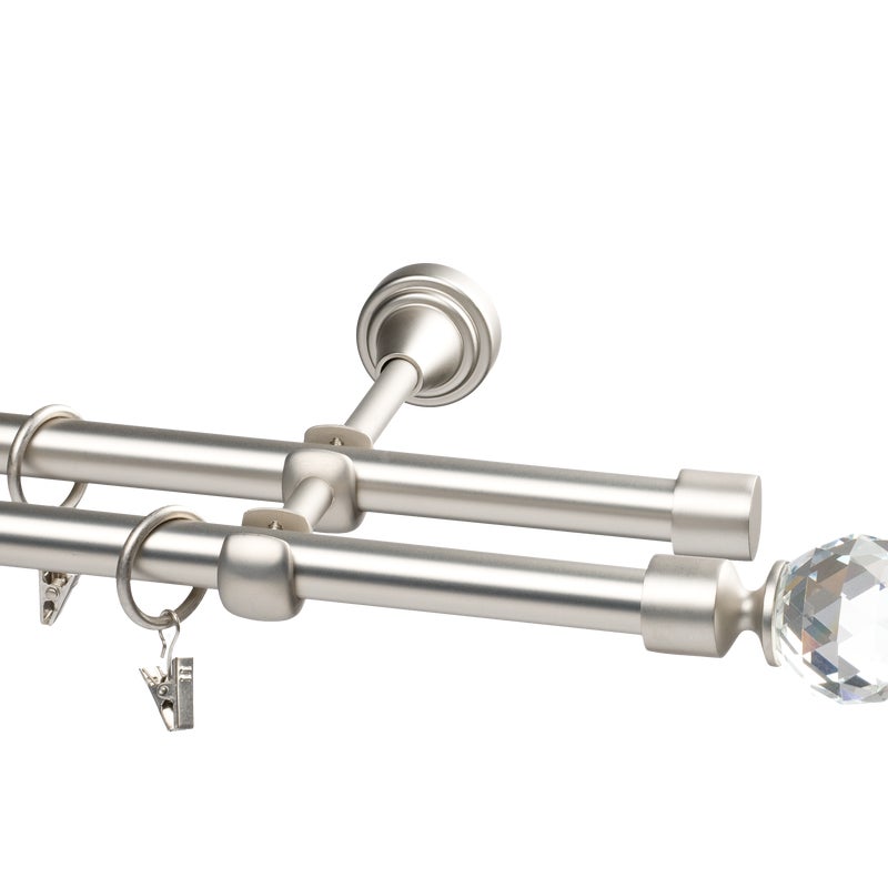 Karnisz Crystal Kula 200 cm podwójny chrom 16 mm
