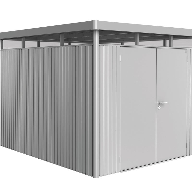 Domek narzędziowy metalowy Highline H5 podwójne drzwi 275x315x222 cm srebrny Biohort