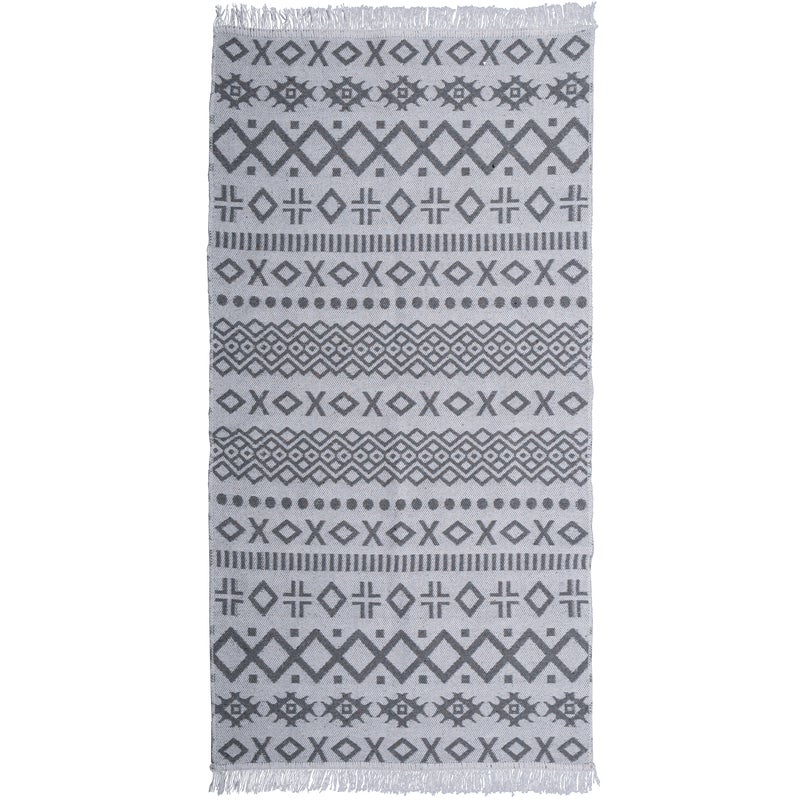 Dywan z frędzlami Kilim dwustronny szaro-biały 50 x 80 cm