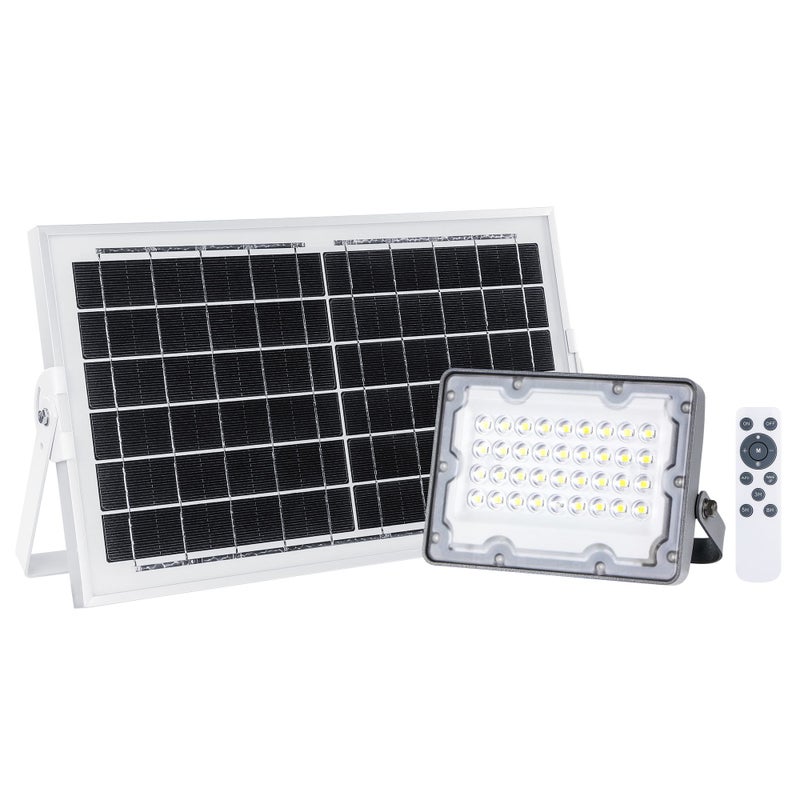 INSPIRE - Reflektor solarny BEVO 30 - 670 lm - ściemnialny - 4000K - IP65 - pilot, timer, panel w zestawie - czarno-biały