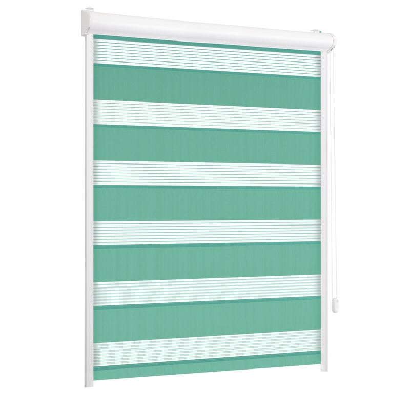Roleta w kasecie dzień noc Classic turkusowa 88.5 x 150 cm prawa