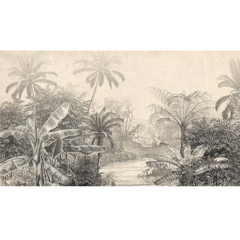 Mural Woodcut tropikalny las 500 x 280 cm delikatna struktura
