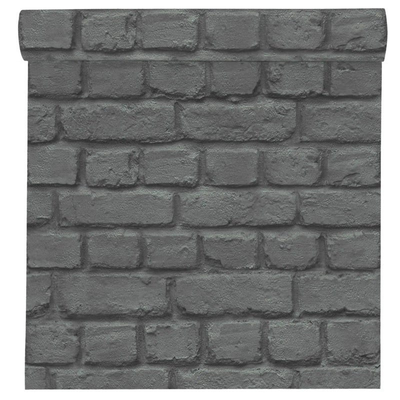 Tapeta Cegła 226744 ciemnoszara papierowa