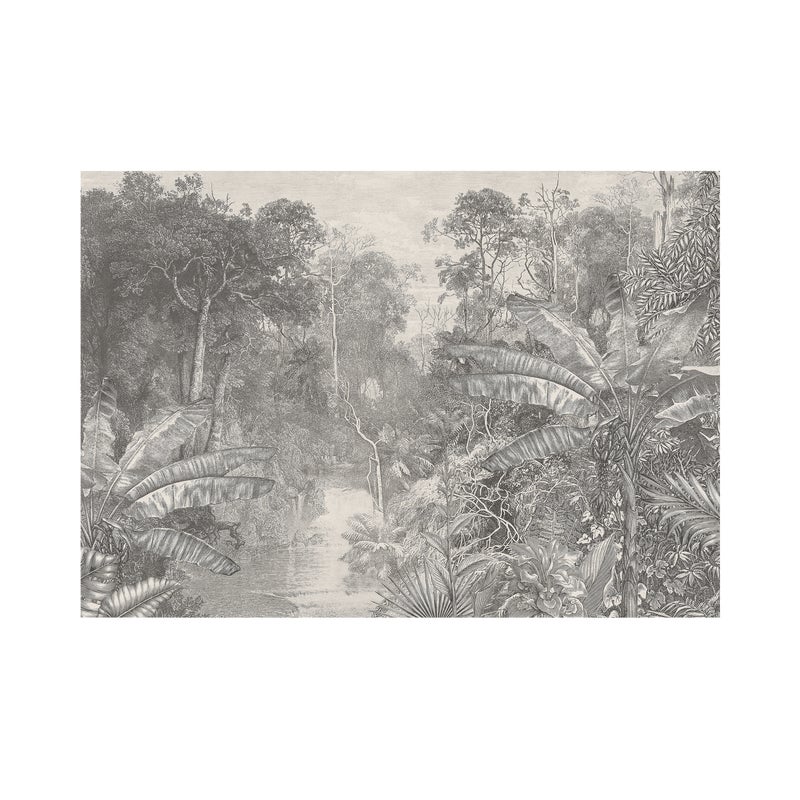 Mural Jungle dżungla w szarości 400 x 280 cm struktura płótna