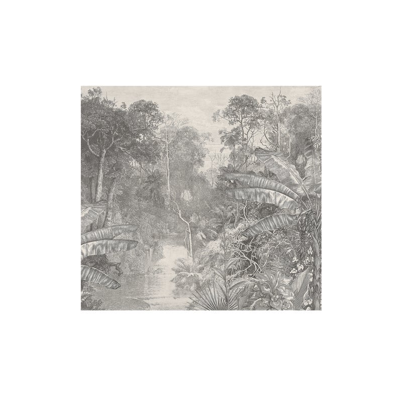 Mural Jungle dżungla w szarości 300 x 280 cm struktura płótna