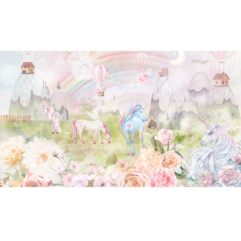 Mural dziecięcy Fantasy jednorożce 500 x 280 cm struktura płótna