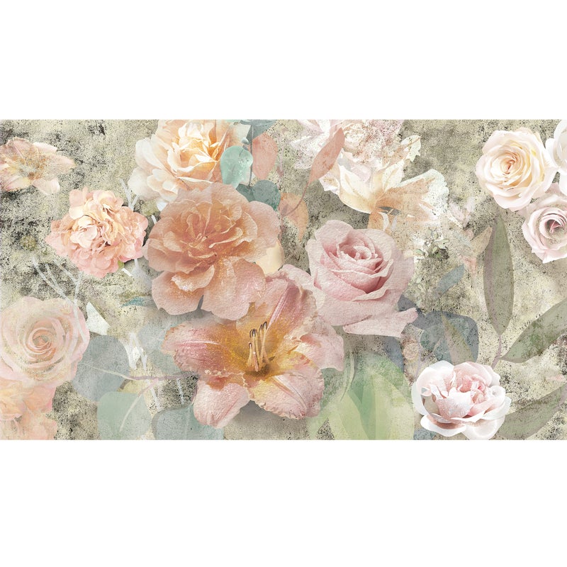 Mural Rose kwiaty pastele 500 x 280 cm struktura płótna