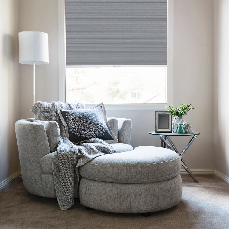 Roleta plisowana Plaster Miodu Srebro 90 x 220 cm szaro-niebieska