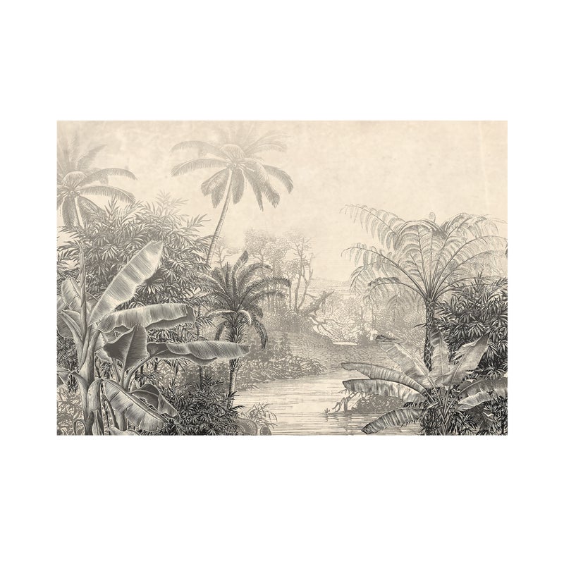 Mural Woodcut tropikalny las 400 x 280 cm struktura Art