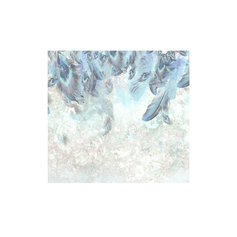 Mural Fly Niebieskie Pióra 300 x 280 cm struktura płótna
