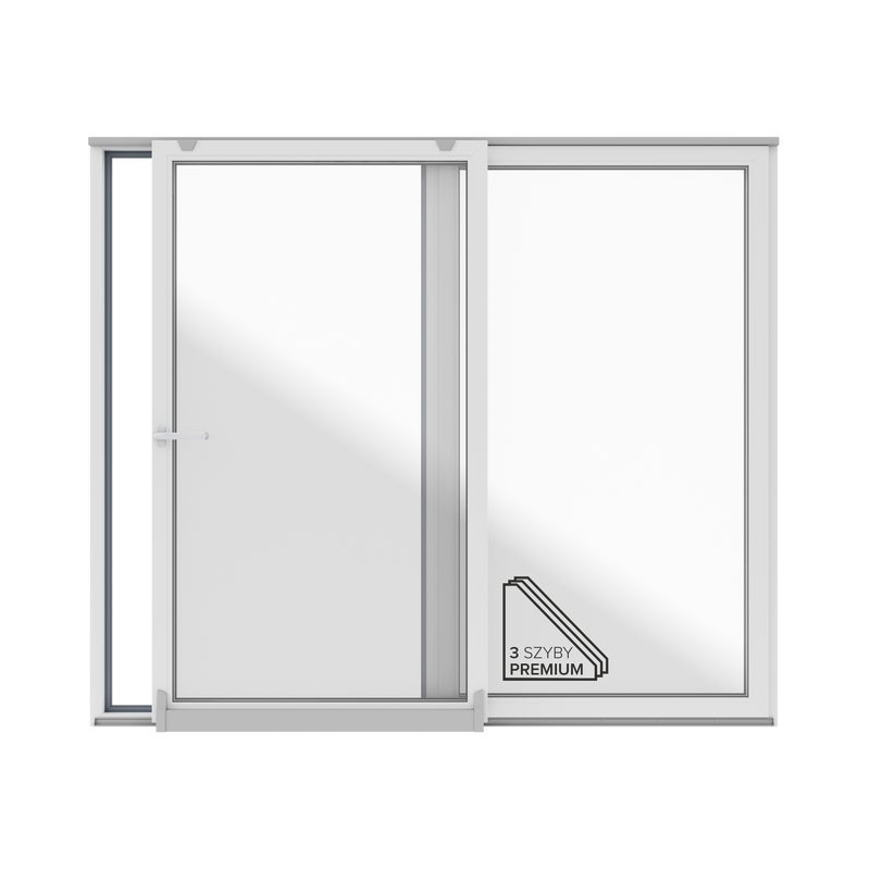Okno PCV 3-szybowe tarasowe PSK+FIX 85 antracytowe 2700x2300 mm przesuwne w prawo