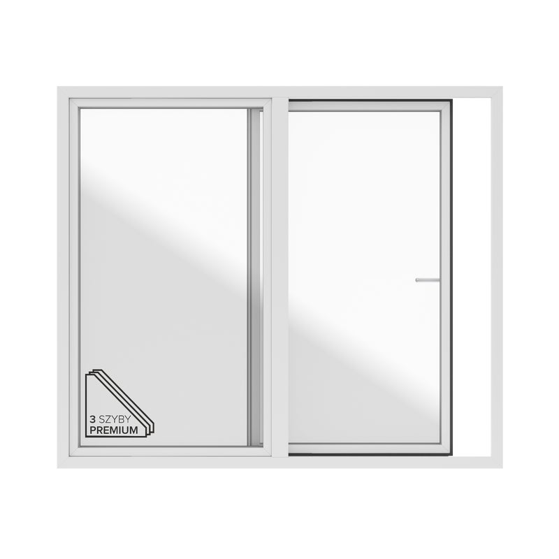 Okno PCV 3-szybowe tarasowe PSK+FIX 85 białe 2700x2300 mm przesuwne w prawo