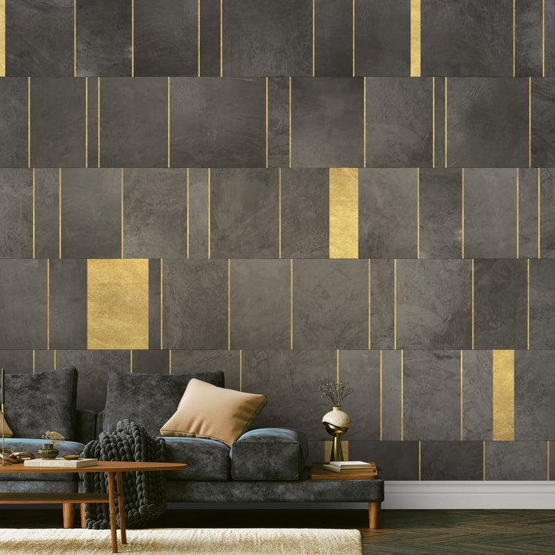 Tapeta panoramiczna Kamień szaro-złoty 350 x 280 cm