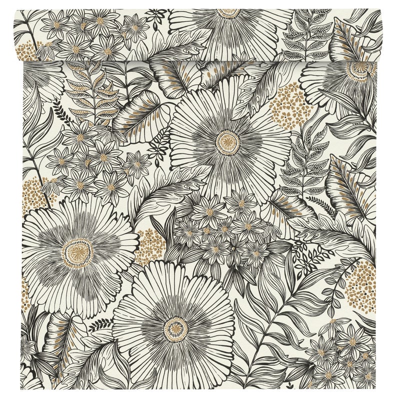 Tapeta Natura Selection Vinyl 686555 biało-czarna winylowa na flizelinie