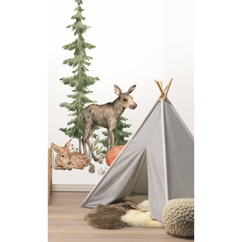 Tapeta panoramiczna dziecięca Las, zwierzęta 159 x 280 cm