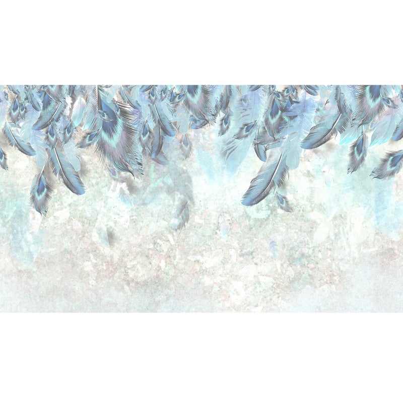 Mural Fly Niebieskie Pióra 500 x 280 cm delikatna struktura