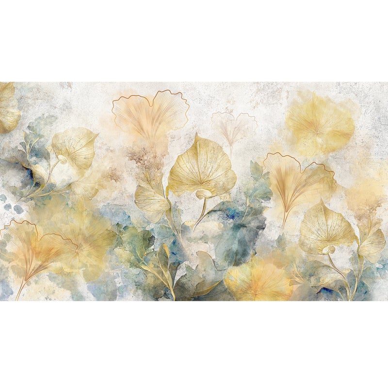 Mural Biloba Akwarele 500 x 280 cm delikatna struktura