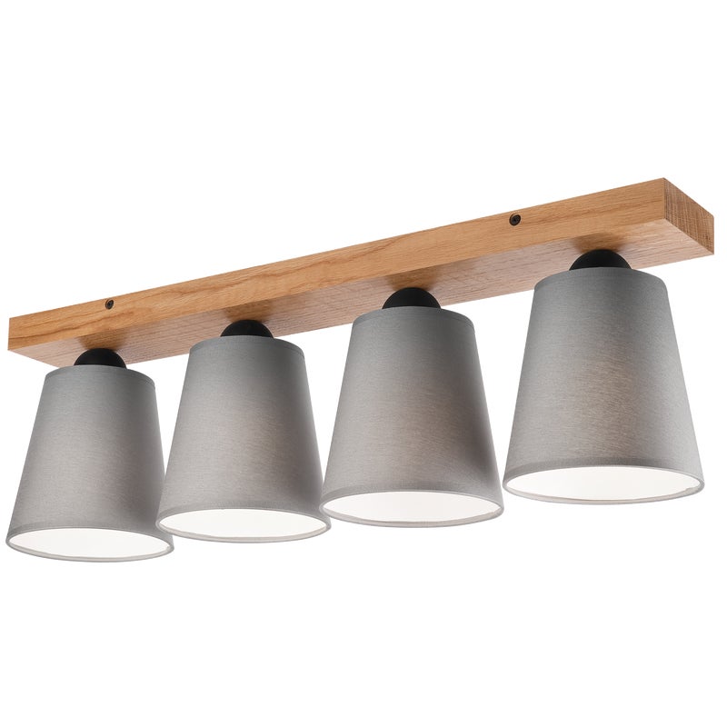 Lampa sufitowa Lula szara z drewnem 4 x E27 Lamkur