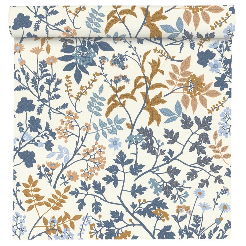 Tapeta Liść Selection Vinyl 868500 niebieska winylowa na flizelinie