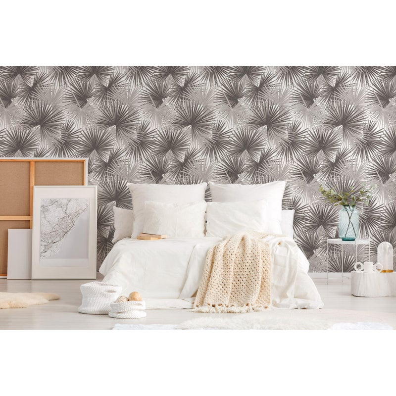 Tapeta panoramiczna Palmy Metropolitan Story szara 159 x 280 cm