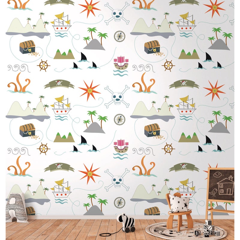 Tapeta panoramiczna dziecięca The Wall Mapa skarbów 159 x 280 cm