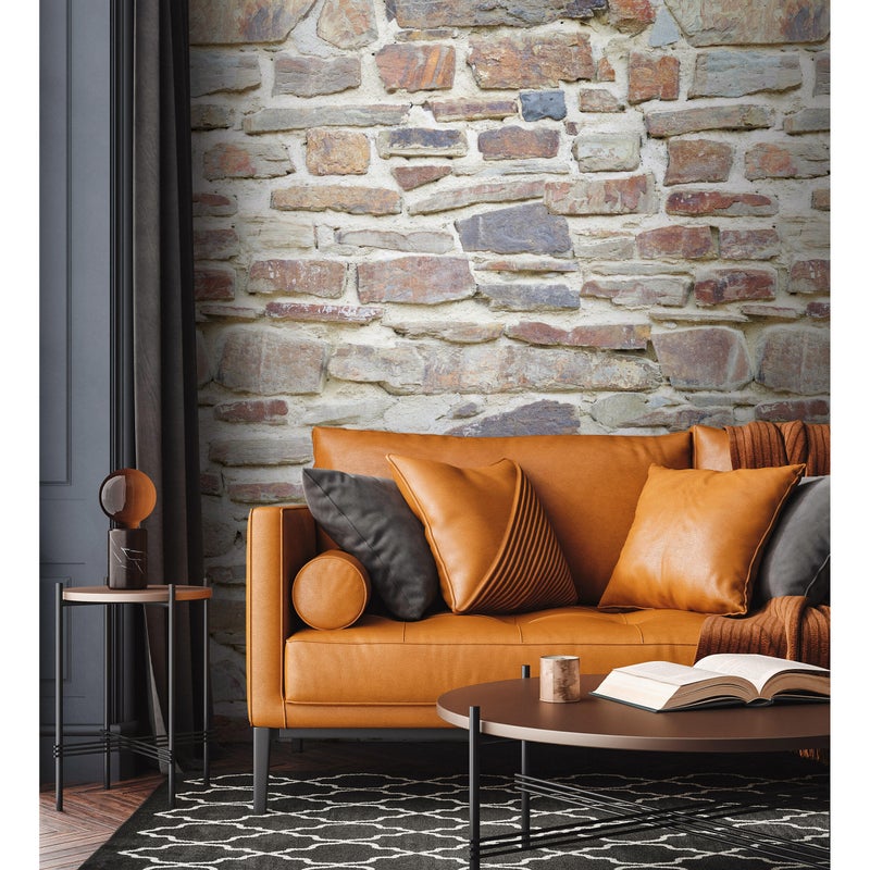 Tapeta panoramiczna The Wall Kamienny Mur beżowo-brązowy 159 x 280 cm