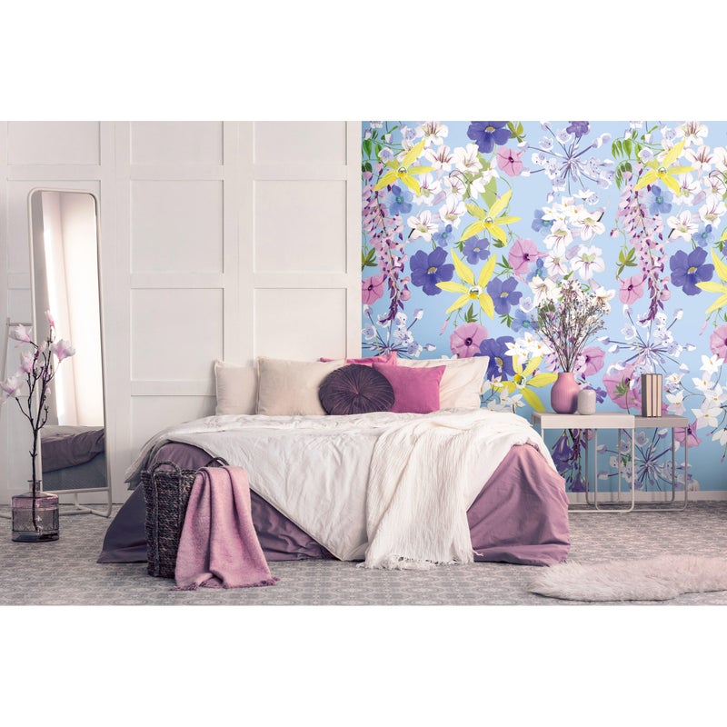 Tapeta panoramiczna The Wall Kwiaty Blue 159 x 280 cm