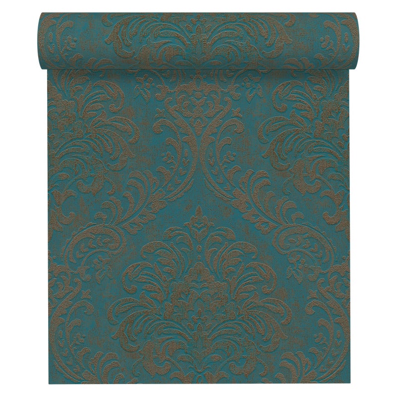 Tapeta Ornament Metropolitan Stories 391124 turkusowo-złota winylowa na flizelinie