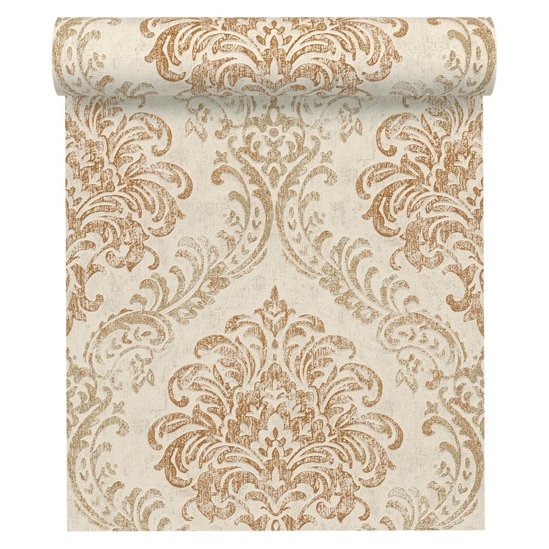 Tapeta Ornament Metropolitan Stories 391125 kremowo-złota winylowa na flizelinie