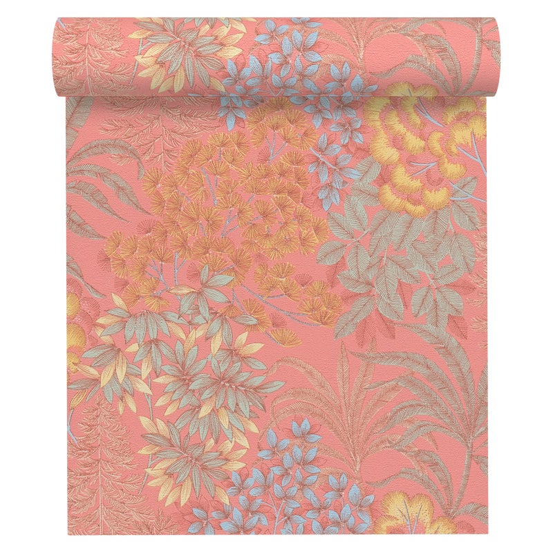 Tapeta Liście Metropolitan Stories 391284 różowa winylowa na flizelinie