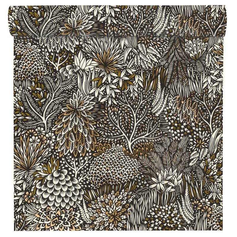 Tapeta Botaniczna Palmy biało-brązowa winylowa na flizelinie