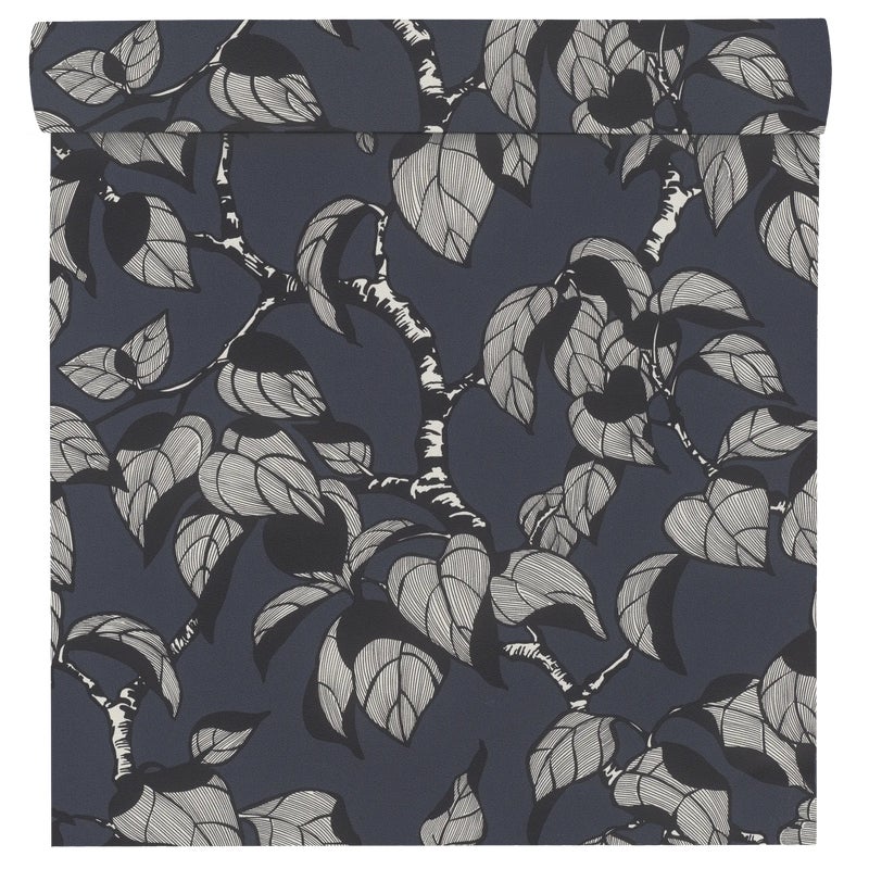 Tapeta liście szara winylowa na flizelinie
