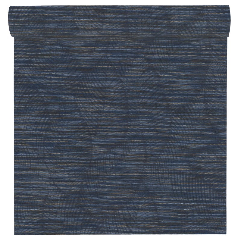 Tapeta liście granatowo-szara winylowa na flizelinie