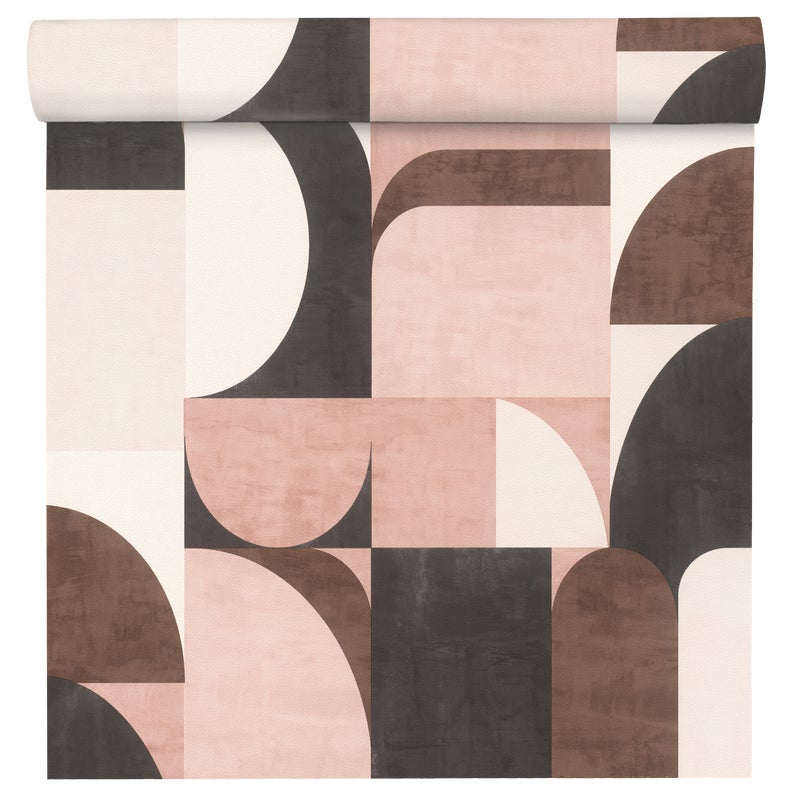 Tapeta modern beżowo-różowa winylowa na flizelinie