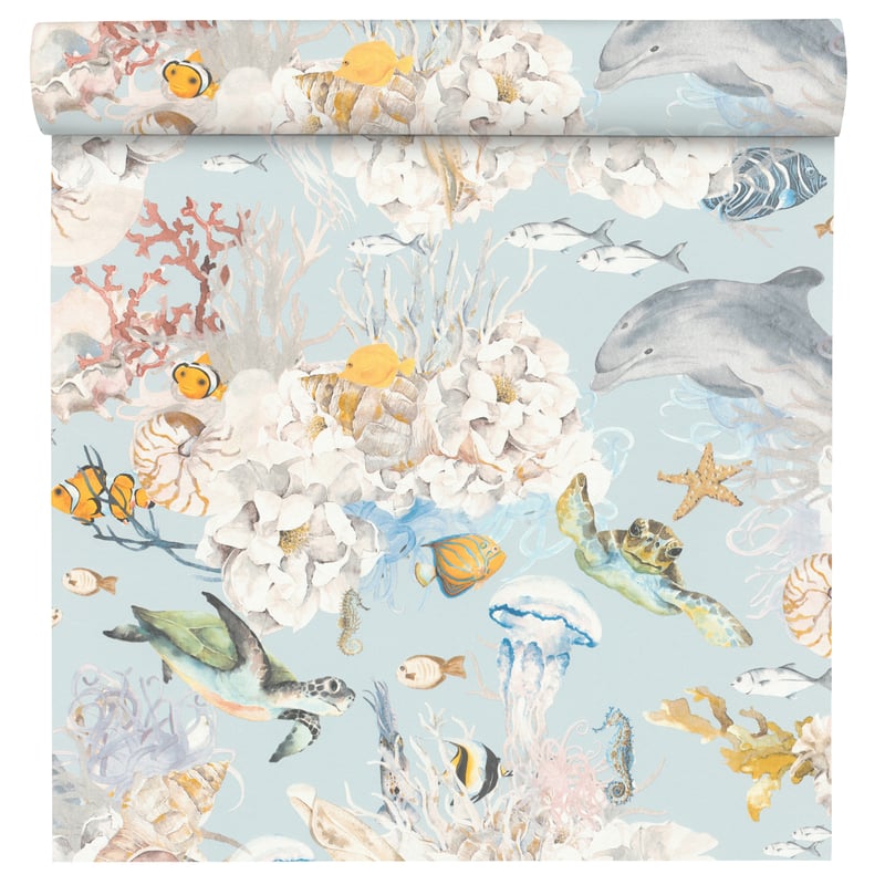 Tapeta dziecięca niebieska morska flizelinowa