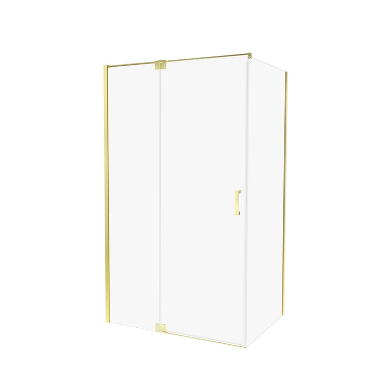 Kabina prysznicowa kwadratowa jednoskrzydłowa uchylna Swing Gold 90 x 90 x 200 cm złota szkło transparentne Wellneo