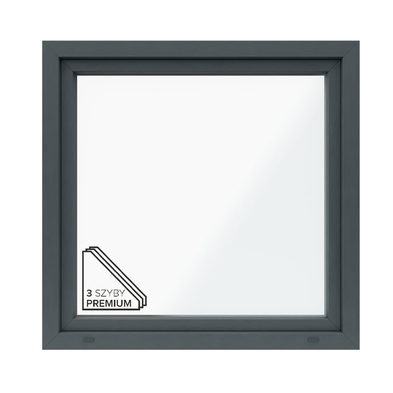 Okno PCV 3-szybowe fasadowe 85/O17 antracyt 1165x1135 mm otwierane do wewnątrz lewe Witraż